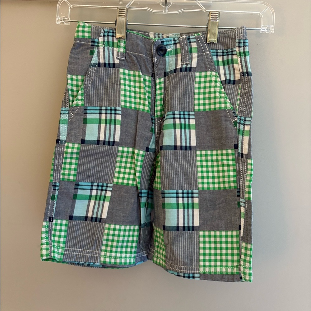 Green and Gray Checkered Boy’s Shorts